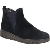 Gabor Chelseaboots , Damen, Gr. 38,5, wärmend, dunkelblau, Elastischer Einsatz, Veloursleder, unifarben, Schuhe Chelseaboots, Keilstiefelette mit Gummizug an der Außenseite, G-Weite