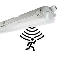 NCC-Licht LED Feuchtraumleuchte Wannenleuchte 120cm 2 x 18W T8 Röhre 840 Neutralweiß 4000K IP65 mit Sensor