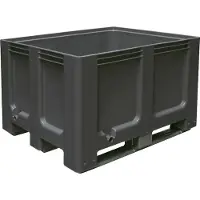 BRB-Lagertechnik Großbox mit 3 Kufen, LxBxH 1200 x 1000 x 760 mm, geschlossen, anthrazit, PE-HD, lebensmittelecht