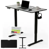 Juskys Höhenverstellbarer Schreibtisch 120x60cm - Elektrisch stufenlos verstellbar Bürotisch Sitz- & Stehtisch Speicherplatz Memory-Funktion - Schwarz