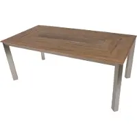 DELUKE Gartentisch AARON rechteckig - Kunststoff, Braun, 192x100x75cm | Terrassentisch Wetterfest Outdoor Tisch
