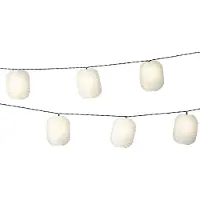 Lumineo LED Solar Lichterkette Lampions 4,5m Nylon Weiß / Warmweiß