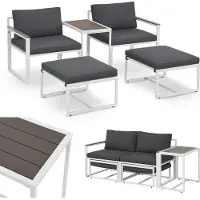 Juskys Gartenmöbel Sofa Set Bari - Gartenlounge - Balkonmöbel - Garten Outdoor - Grau