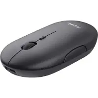 Trust Puck Wiederaufladbare Kabellose Maus, Bluetooth und 2.4 GHz Verbindung via USB-Mikroempfänger, DPI Einstellbar 800/1200/1600, Ergonomisch, Funkmaus für PC/Mac/Computer/Laptop/MacBook - Schwarz