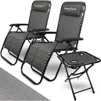 Holz4home deluxe4home 3-teiliges Liegestuhl Set mit Klapptisch I Sitzgruppe klappbar I Gartenstuhl Strandliege Flexibles Gewebe Sonnenliege & Tisch