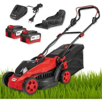 Walter Akku-Rasenmäher 20V Brushless, 2x 4.0Ah Li-Ion Akku & Schnellladegerät, 33 cm Schnittbreite, 5-fach Schnitthöhe 25–65 mm, 35L Fangkorb, Mulchfunktion, kabellos, für kleine & mittlere Gärten