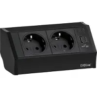 Evoline V-Dock Steckdosenelement 2xSchuko, USB-A + C Charger schwarz - Tischsteckdose, 2 Schukosteckdosen, 1 USB-A- + 1 USB-C-Charger, schwarz, max. 3500W, 1 Stück