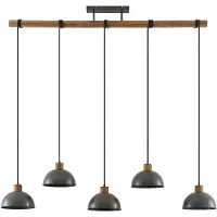 LINDBY Hängelampe Durbis , dimmbar, Holz hell, für Wohn- / Esszimmer, Holz, Vintage, Pendelleuchte