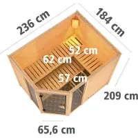 Karibu Sauna Innensauna Sinai 3 Eckeinstieg ohne Zubehör 236x184x208 cm ohne Dachkranz