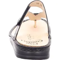 Finn Comfort Alexandria-Soft, Schwarz, Leder, Zehenstegpantolette, Damenschuhe, - Damenschuhe Pantolette / Zehentrenner, Schwarz, leder (nappaseda)