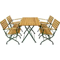 Degamo Gartenset PASSAU 5-teilig klappbar, Flachstahl grün + Holz Robinie