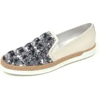 Tod'S D0498 Sneaker scarpa avorio/argento paillettes slip on Schuh Frau