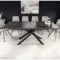 Invicta Ausziehbarer Esstisch ALPINE 160-200cm anthrazit Keramik schwarzes Metallgestell Esszimmertisch Konferenztisch Tisch