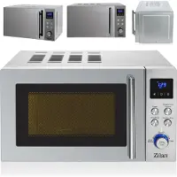 Zilan Mikrowelle 20 Liter mit 8 Automatikprogrammen 6 Leistungsstufen LED Display Auftaufunktion Kindersicherung Timer Expresskochen Silent Mode Edelstahl Innenbeleuchtung 700 Watt