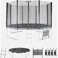 Sweeek - Trampolin Ø370cm - mit Sicherheitsnetz und Zubehör - Grau