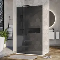 NEXTREND - GmbH Duschabtrennung Walk-In Nano Echtglas EX101 - Graues Glas - 10 mm - Wandprofil Chrom - Breite wählbar, Breite Walk-In:1200mm