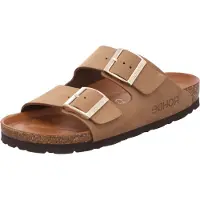 Rohde Damen Pantolette Leder zwei Riemen Schnalle Alba 5650, Größe:37 EU, Farbe:Beige