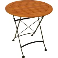 Degamo Gartentisch Bistrotisch Klapptisch Hofgarten 75cm rund, Flachstahl schwarz + Eukaylptus, klappbar