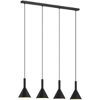 Arcchio Hängelampe Tadej, 4-flg., schwarz-weiß, Metall, E27