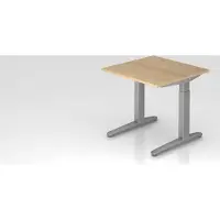 Proregal - Büromöbel mit top Leistungsdaten Schreibtisch Mika | Eiche | Silber Gestell | BxT 80x80cm | Arbeitshöhe 65-85cm | höhenjustierbar, 1cm Raster | C-Fuß-Gestell | Rechteckform