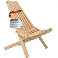 DELUKE Skandinavischer Liegestuhl Holz ENNO - Sonnenliege aus Kiefernholz | Balkonstuhl Gartenstuhl Wetterfest Stuhl für Terrasse