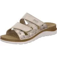 Rohde Damen Pantolette floral bedruckt Blumen Muster Metallic Klett Baviera 1302, Größe:38 EU, Farbe:Beige