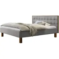 Hasena Polsterbett Noah 25 Wildeiche | Stoff grau 140x200