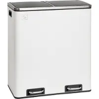SVITA TM2X30 Weiß Treteimer 60 Liter Abfalleimer Mülleimer Design Mülltrennung Papierkorb Küchen-Ordnung Trennsystem