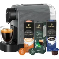 Tchibo Cafissimo „Pure plus“ Kaffeemaschine Kapselmaschine inkl. 30 Kapseln für Caffè Crema, Espresso und Kaffee | 0,8l | 1250 Watt | 11,9 x 33,7 x 24 cm | Grey