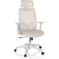 Hjh OFFICE Home Office Bürostuhl MIKEO W Schreibtischstuhl mit Armlehnen Stoff / Netzstoff Drehstuhl