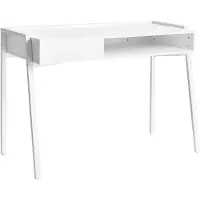 Beliani Schreibtisch Weiß Faserplatte Eisen 107 x 48 cm mit Schublade Regalfach Stauraum Minimalistisch Homeoffice Schreibtisch Bürotisch