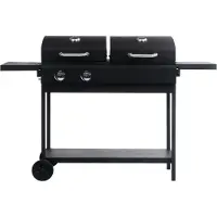 vidaXL Gas- und Holzkohle-Grill mit 2 Brennern