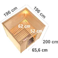 Karibu Sauna Innensauna Mojave Fronteinstieg ohne Zubehör 196x195x200 cm ohne Dachkranz mit Energiespartür