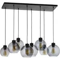Licht-Erlebnisse Längliche Pendelleuchte in Schwarz Graphit Modern Glas Metall elegant 8-flmg E27 Esszimmer Lampe KALETE