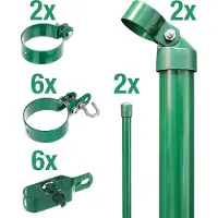 Alberts Zaunanschluss-Set Wellengittertor an Maschendrahtzaun | Set,2s | grün | Einbetonieren | Torpfosten-Ø: 60 mm | Zaunhöhe: 1250 mm
