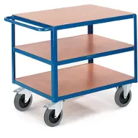 ROLLCART Schwerer Tischwagen mit 3 Ladeflächen im Buchendekor 1000x700mm