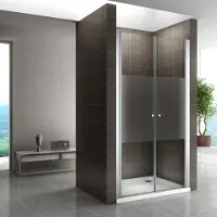 I-flair Duschtür 92-96 cm - Höhe: 185 cm, aus teilsatiniertem 6 mm ESG Sicherheitsglas