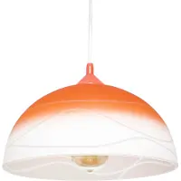 Licht-Erlebnisse Küchenlampe Glas Weiß Orange Retro Design Pendelleuchte Esstisch