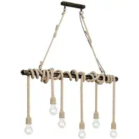 LINDBY Pendellampe Hajo, 100 cm, sechsflammig, Tauseil