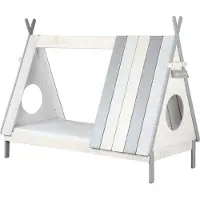 Möbilia Bett Kinderbett in Zeltform| B 215x T 105 x H 165 cm | weiß / grau | 12020006 | Serie BETT