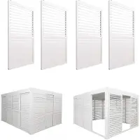 Mendler 4er-Set Aluminium Schiebetür für Pergola MCW-L46, Terrassenüberdachung, Lamellenpaneel Modul, 206x369cm weiß