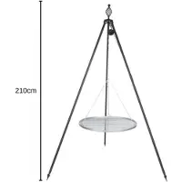 FarmCook E00396 Grill mit dem Rost aus Edelstahl auf dem Dreibein OSKAR ; Edelstahlrost (Durchmesser): 70cm ; Höhe: 210cm