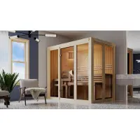 Karibu Sauna Innensauna Irava 3 Fronteinstieg Ofen 3,6 kW intgr. Strg 216x137x198 cm ohne Dachkranz