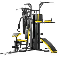Dione HG5 - Fitnessstation - Multi-Gym - Krafstation mit Boxsack - Einschließlich 65 kg Gewichte - Erweiterbar auf 100 kg - Homegym