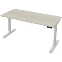 Assmann Elektrisch höhenverstellbarer Schreibtisch Y-Line Eiche Polar Weißaluminium, 160x70cm, Memoryfunktion, Kollisionsschutz, 2-fach-Motorik