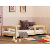 Benlemi Holzbett STUDY sowohl für Kinder als auch für Schüler 140x200 cm Marineblau, Mit zwei Barrieren