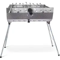 Grillpeter Mangal Set Taschkent Schaschlikgrill mit 9er Drehspieß Spieße Motor