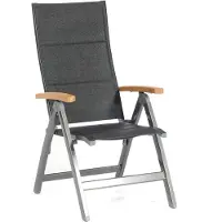 SonnenPartner Sierra Klappsessel Klappstuhl Aluminium mit Textilen Teak anthrazit