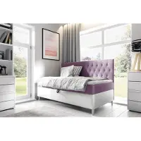 Fun-Möbel Boxspringbett Gästebett Kinderbett FINJA Nr.2 100x200cm Weiss-Rosa