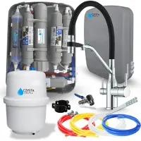 ARI Wasserfilter Set RO7 Slim mit 3-Wege Küchenarmatur Magneto Chrom, 7-stufige Umkehrosmose, Mineralisierung